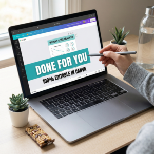 Fitness & Health Planner Bundle | Editable Canva Templates with PLR & MRR