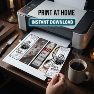 Printable Thriller & Psychological Thriller Bookmarks | Dark Aesthetic Digital Download