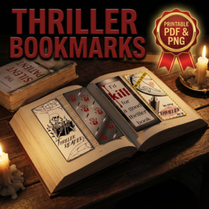 Printable Thriller & Psychological Thriller Bookmarks | Dark Aesthetic Digital Download
