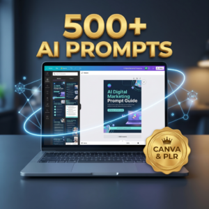 500+ Ultimate AI Prompts for Digital Marketing | Editable Canva Template + Resell Rights