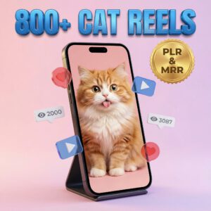 800 Plus Viral AI Cat Reels Bundle | Funny AI Animal Videos PLR MRR