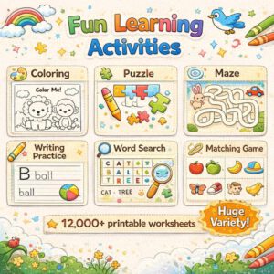 12000 Plus Kids Printable Worksheets Mega Bundle | Preschool Activity Pages MRR