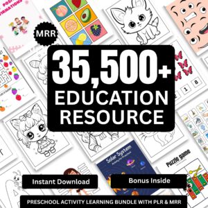 35500+ Kids Learning Activities Bundle | Educational Worksheets PLR and MRR